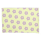 Pastellgelbe Lila Girly Reversible Daisy Print Kissenbezug (Vorderseite-Links)