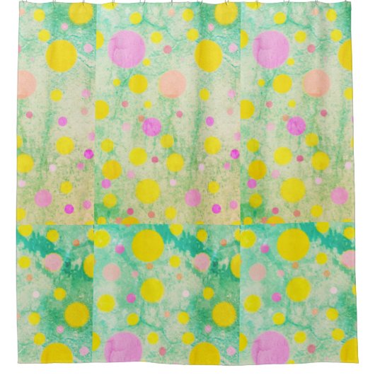 Pastellgelbe Minze Grün Rosa Duschvorhang (Vorderseite)