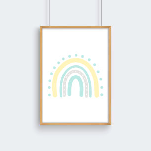 Pastellgelbe Minze Neutrale Regenbogen-Nursery-De Poster