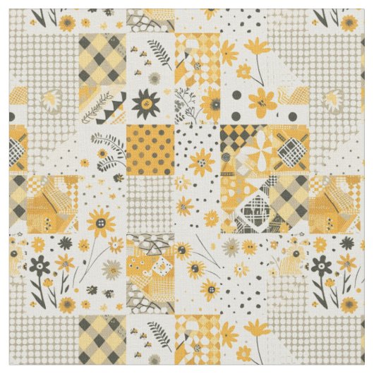 Pastellgelbe Patchwork-Vintage-Decke Stoff (Nahaufnahme)
