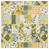 Pastellgelbe Patchwork-Vintage-Decke Stoff (Nahaufnahme)
