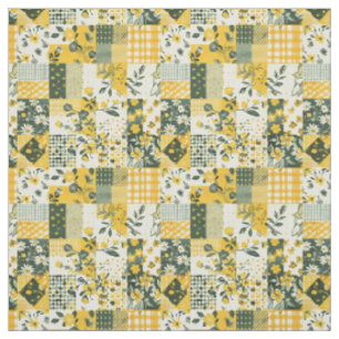 Pastellgelbe Patchwork-Vintage-Decke Stoff
