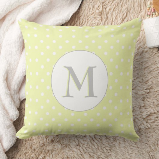 Pastellgelbe Polka-Punkte Muster mit Monogramm Kissen (Decke)