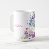 Pastellgelbe, rosa, weiße Blumen Kaffeetasse (Vorderseite Links)