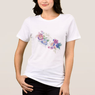 Pastellgelbe, rosa, weiße Blumen Tri-Blend Shirt