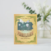 Pastellgelbe Save the Date-Karte mit hübschen Vöge Ankündigungspostkarte (Stehend Vorderseite)