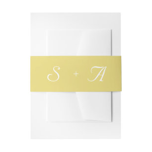 Pastellgelbe Schlichte moderne Monogramm-Hochzeit Einladungsbanderole