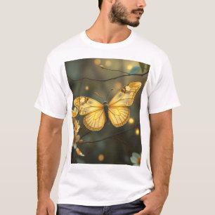 Pastellgelbe Schmetterling mit Twigs und Blume T-Shirt