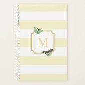 Pastellgelbe Streifen mit Schmetterlingsmonogramm Planer (Vorderseite)