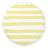 Pastellgelbe, weiße Wasserfarben Streifen Keramikknauf (Vorderseite)