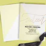 Pastellgelber Farbblock Sweet 16 Geburtstagsparty<br><div class="desc">Feiern Sie ein 16 . Geburtstag im Stil mit dieser fröhlichen pastellgelben Farbblockfolie. Das moderne Design besticht durch ein chic geometrisches Muster und schimmernde goldene Folienakzente,  perfekt für ein helles und fröhliches Fest. Personalisieren Sie Ihre Veranstaltungsdetails,  um Ihren Gästen einen gepflegten Sake zu geben.</div>