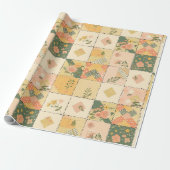 Pastellgelber Pfirsich-Quilt Gingham-Punkte Geschenkpapier (Ungerollt)