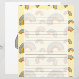 Pastellgelbes Kawaii-Regenbogen-Schreibwarenpapier