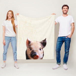 Pastellgelbes Peekaboo-Ferkel Minimalistische Kind Fleecedecke