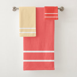 Pastellgelbes Pfirsichsommer Frucht geometrisches  Badhandtuch Set