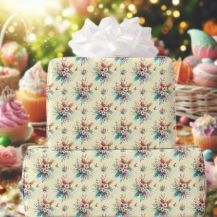 Pastellgelbes Wasserfarben-Blumenkreuz-Ostern Geschenkpapier