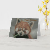 Pastellgemälde eines Roten Panda - Geburtstagskart Karte (Gelbe Blume)