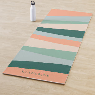 Pastellgeometrische Streifen Schwarz-Grün Yogamatte