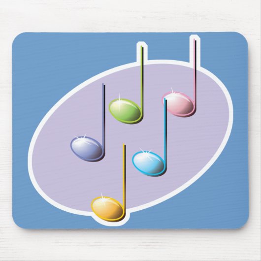 pastellglänzende Musiknoten Mousepad (Vorne)