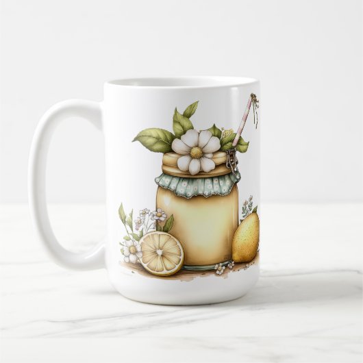 PASTELLGLAS MIT ZITRONENLIMONADE UND BLUMEN KAFFEETASSE (Links)