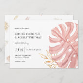 Pastellgold aus tropischem Blattgold Einladung (Vorne/Hinten)