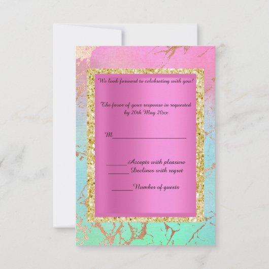 Pastellgold Rosa Marmor ELEGANT CLASSY uAwg Einladung (Rückseite)