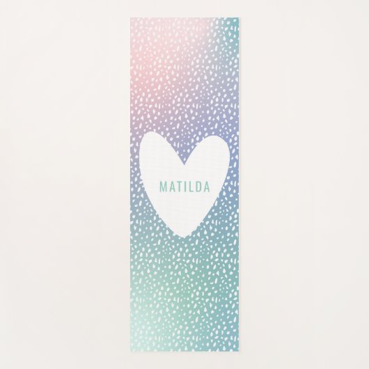 Pastellgradient + Punkt mit Herz personalisiert Yogamatte (Vorderseite)