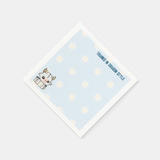 Pastellgraublauer Babydrache Serviette (Ecke)