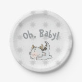 Pastellgrauer Babydrache Pappteller (Vorderseite)