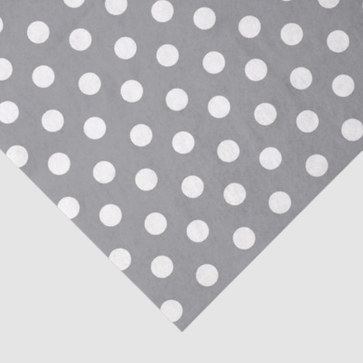 Pastellgrauer Hintergrund mit weißen Polka-Punkten Seidenpapier (Ausschnitt)