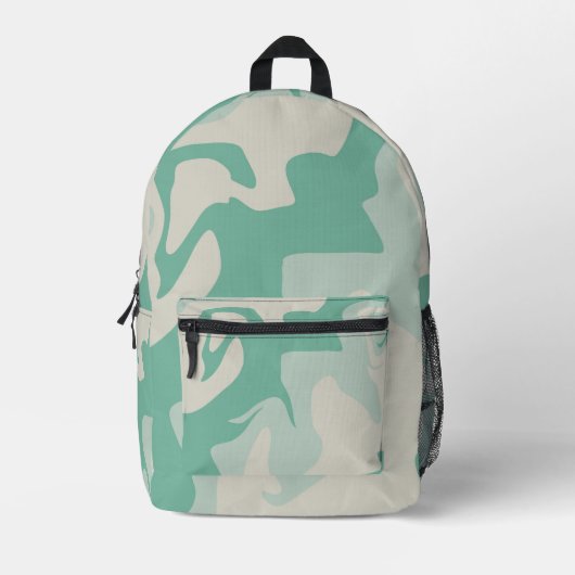 Pastellgrün, Beige Swirl Muster Bedruckter Rucksack (Vorderseite)