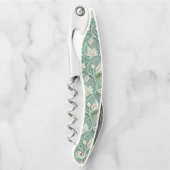 Pastellgrün Beige Vintage Botanisches Muster Kellnermesser (Vorderseite)