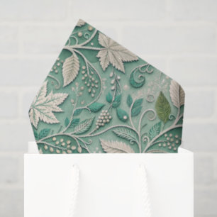 Pastellgrün Beige Vintage Botanisches Muster Seidenpapier