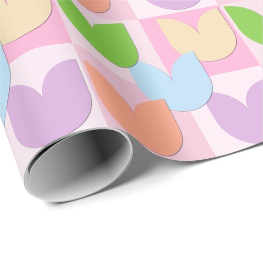 Pastellgrün Blau Lila Orangengelbe Tulpen Geschenkpapier (Rolleneckpunkt)
