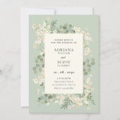 Pastellgrün Blütenhochzeit Einladung (Vorderseite)