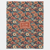 Pastellgrün, elegant mit Herbstfarben und Blume Fleecedecke (Vorderseite)