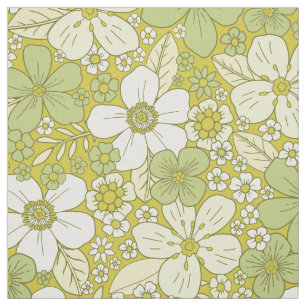 Pastellgrün-gelbe Blume Stoff