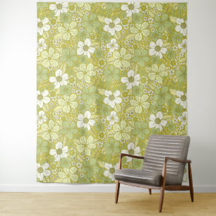 Pastellgrün-gelbe Blume Wandteppich