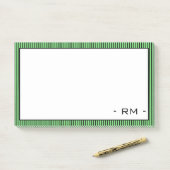 Pastellgrün gestrichene Grenze | Monogramm Post-it Klebezettel (Auf Schreibtisch)