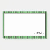 Pastellgrün gestrichene Grenze | Monogramm Post-it Klebezettel (Vorderseite)