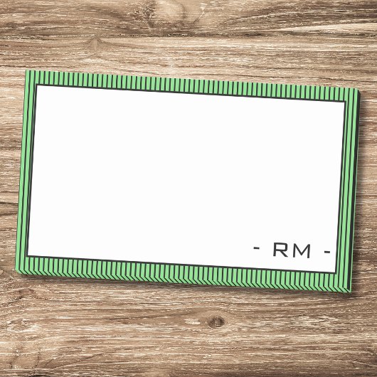 Pastellgrün gestrichene Grenze | Monogramm Post-it Klebezettel