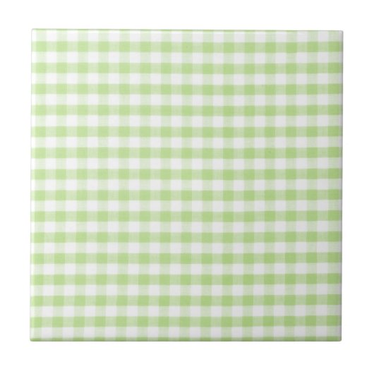 Pastellgrün Gingham-Muster Fliese (Vorderseite)