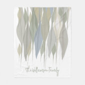 Pastellgrün-graue beige Blätter Fleecedecke (Vorderseite)