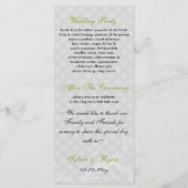 Pastellgrün-Hochzeitsprogramm Programm (Rückseite)