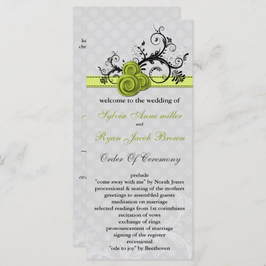 Pastellgrün-Hochzeitsprogramm Programm (Vorne/Hinten)