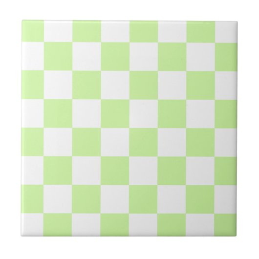 Pastellgrün kariertes Gingham-Muster Fliese (Vorderseite)