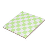Pastellgrün kariertes Gingham-Muster Fliese (Seite)