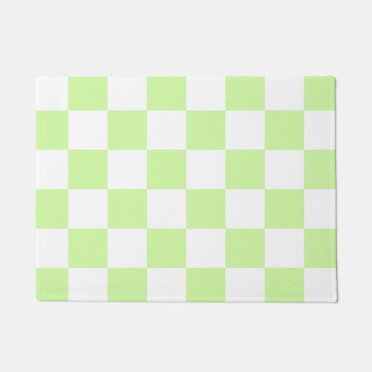 Pastellgrün kariertes Gingham-Muster Fußmatte (Vorderseite)