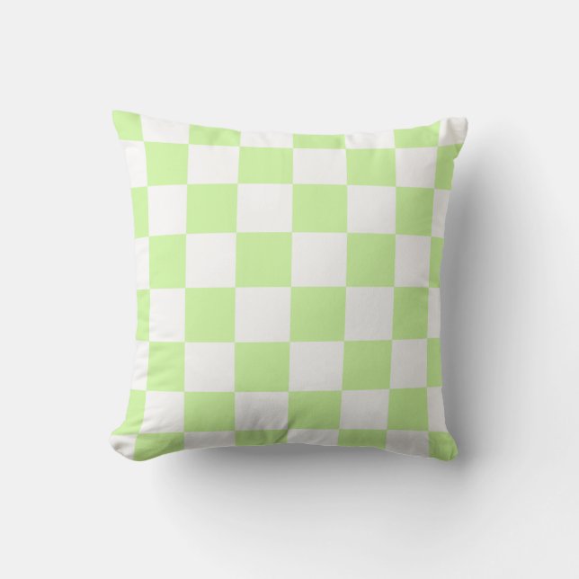 Pastellgrün kariertes Gingham-Muster Kissen (Vorderseite)