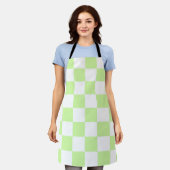 Pastellgrün kariertes Gingham-Muster Schürze (Getragen)